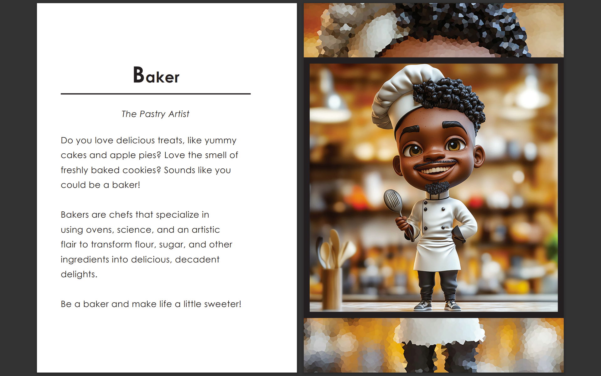 Baker full page featured in "My Black Job: A Story of Black Careers"